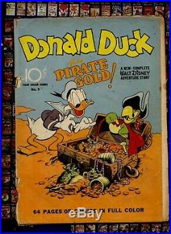1942 Donald Duck finds Pirate Gold No. 9 Disney Four Color ComicUnrestored 2.0