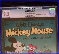 1952 Dell Four Color #411 CGC 9.2 Off White to White Pages Mickey Mouse Sea Dog
