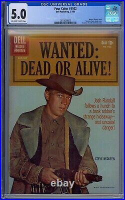 Cgc 5.0 Four Color #1102 Wanted Dead Or Alive Steve Mcqueen Photo Cover 1960