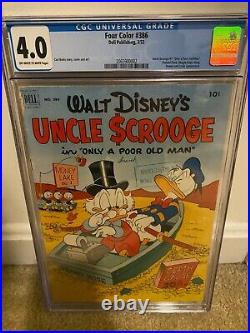 Dell FOUR COLOR # 386 CGC Graded 4.0 UNCLE SCROOGE # 1 Donald Duck DISNEY KEY