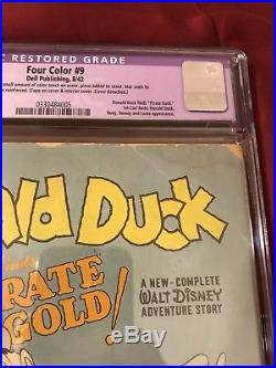 Dell FOUR COLOR Comics #9 1942 1st DONALD DUCK By Barks CGC 2.5 SR OW