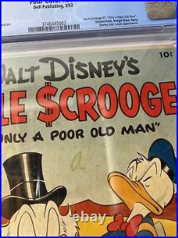 Dell Four Color 386 CGC 2.5 Uncle Scrooge 1 Walt Disney 1952 Golden Age