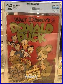 Disney Dell Four Color 178 Donald Duck First App Scrooge 1st 4.0 Cbcs Not Cgc