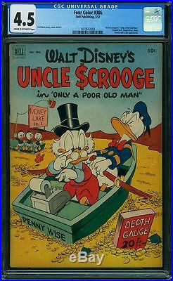 FOUR COLOR # 386 US original 1952 Uncle Scrooge #1 by Carl Barks CGC 4.5 VG+