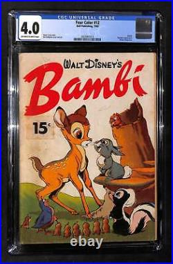 Four Color #12 CGC 4.0 Bambi Movie Adaptation Disney Comic Book Thumper App