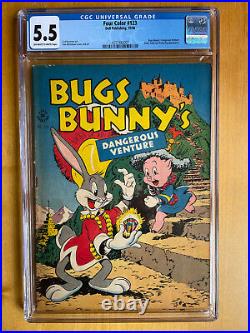 Four Color #123 CGC 5.5 Fine- owithw (Dell 1946) Bugs Bunny's Dangerous Venture