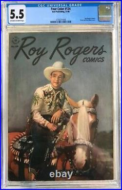 Four Color #124 (1946) CGC 5.5 - O/w to white pgs Roy Rogers photo cover f/b