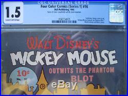 Four Color #16 1st Mickey Mouse CGC 1.5 Unrestored Rare Dell Comics 1941