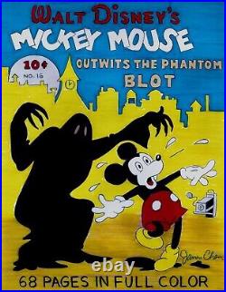 Four Color #16 Cover Recreation Original Comic Art 1st Mickey Mouse In Comics
