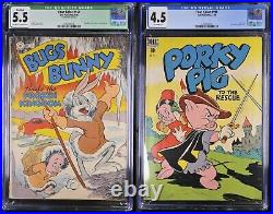 Four Color #164 + #191 CGC lot (Dell 1947 1948) Bugs Bunny Porky Pig LOW CENSUS