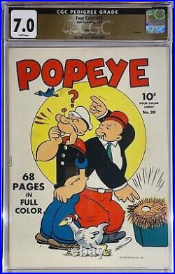 Four Color #26 1943 CGC 7.0VF, Golden Age Popeye? City Pedigree, White Pages