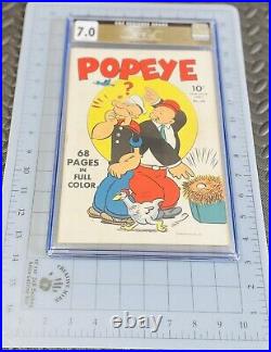 Four Color #26 1943 CGC 7.0VF, Golden Age Popeye? City Pedigree, White Pages