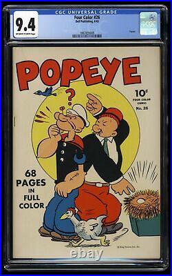 Four Color #26 CGC NM 9.4 Off White to White Solo Highest Graded Copy! Popeye