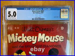 Four Color #261 286 343 362 CGC 5.0 lot (Dell 1950-1951) Mickey Mouse LOW CENSUS