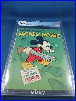 Four Color 27 Mickey Mouse Cgc 5.5 Seven Colored Terror Dell 1943