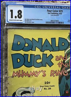 Four Color #29 (1943) Cgc Graded 1.8 Donald Duck Mummy's Ring Golden Age
