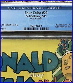 Four Color #29 (1943) Cgc Graded 1.8 Donald Duck Mummys Ring Golden Age