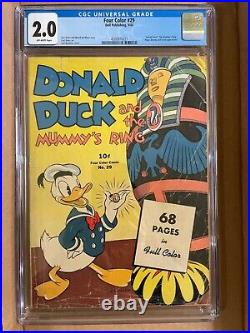 Four Color #29 Cgc 2.0 Donald Duck The Mummy's Ring Carl Barks 1943 Ow Pages