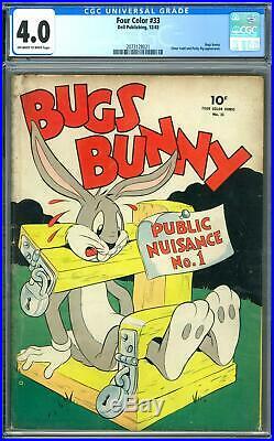 Four Color #33 CGC 4.0 (OW-W) Bugs Bunny. Elmer Fudd and Porky Pig Appearance