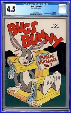 Four Color #33 CGC 4.5. Bugs Bunny Public Nuisance #1. Elmar Fudd & Porky Pig