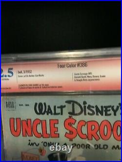 Four Color # 386 CBCS 2.5 Signed By Carl Barks Dell 1952 1st Scrooge Solo Story