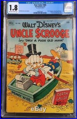 Four Color #386 CGC 1.8 Uncle Scrooge #1 OWithWhite Pages Carl Barks 1952