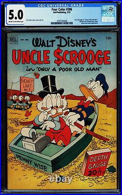 Four Color #386 CGC 5.0 Dell 1952 Uncle Scrooge #1 Key Golden! N8 378 cm