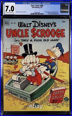 Four Color #386 Uncle Scrooge #1 Rare Carl Barks Disney CGC 7.0 OWithW pages