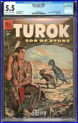 Four Color 596 1st Turok / CGC 5.5 F- / Key