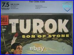 Four Color #596 CBCS 7.5 like CGC Dell 1954 1st app Turok and Andar