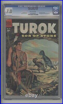 Four Color #596 CGC 7.0 (OWithW) FN/VF 1st app. Of Turok, Son of Stone Dell 1954