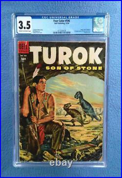 Four Color #596 Turok Son Of Stone #1 Cgc 3.5 Vg- Dell Publishing 1st Turok