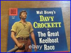 Four Color #664 Davy Crockett Great Keelboat Race High Grade 1950's Disney Tv