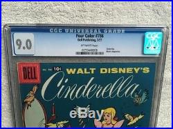 Four Color #786 Walt Disney's Cinderella CGC 9.0 March 1957 off-white pgs movie
