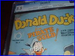 Four Color #9 / Aug. 1942 / 1st Carl Barks Donald Duck / Cgc Graded 3.5 / Rare