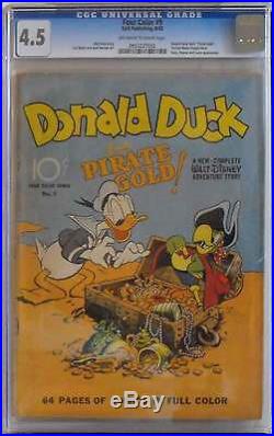 Four Color #9 CGC 4.5 Donald Duck Finds Pirate Gold! 1st Carl Barks Duck art