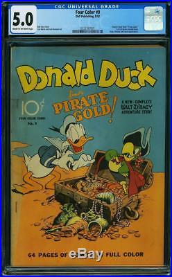 Four Color #9 CGC 5.0 Dell 1942 1st Carl Barks Donald Duck! Pirate Gold G9 cm