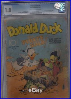 Four Color #9 Donald Duck Finds Pirate Gold Cgc 1.0 First Barks Duck Ever
