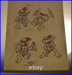 Original 1986 Peter Laird TMNT Sketch/Art withColor by Steve Lavigne Rare ALL FOUR