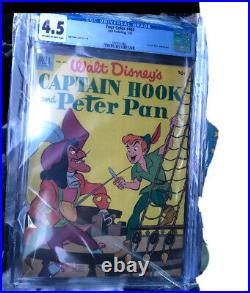Peter Pan & Captain Hook Four Color #446 Dell 1/53 CGC 4.5 Walt Disney Vintage