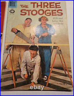 Three Stooges Silver-Age Comic Book Lot. #1043, 1170, 7. Dell Four Color