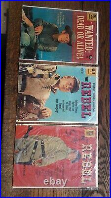 WANTED DEAD OR ALIVE &THE REBEL Comic Book Lot Western Cowboy 4 color