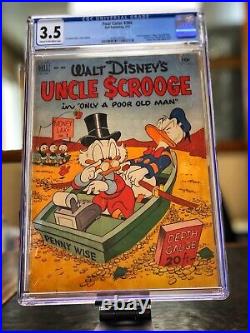 Walt Disney Four Color #386 CGC 3.5 1952 Uncle Scrooge #1 Dell Publishing Golden
